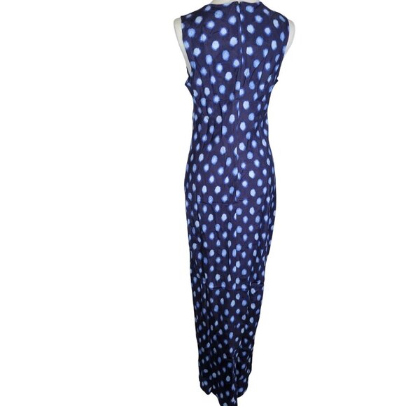 J.Crew Sleeveless Blue Polka Dot Side Slit Sleeveless Maxi Slip Dress Size 6 - Picture 9 of 9